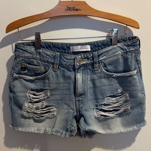 KanCan Women's Ripped Jean Shorts - Light Blue